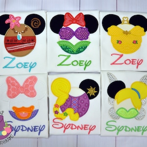 Princess -Matching -Inspired-Mouse- Ears - Applique - Shirt - T-Shirt - Tee -Adult - Minnie- Cruise - Family - Vacation -Trip-Head-Group