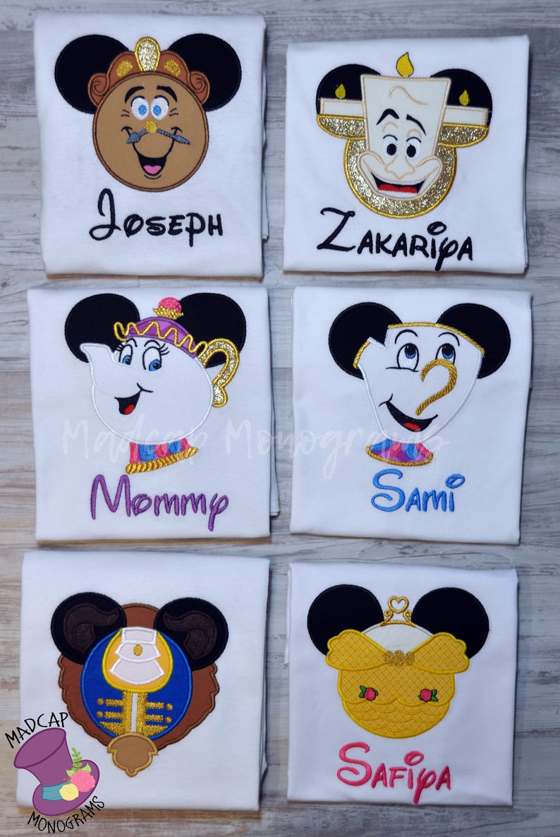 Disney Embroidered Family Shirtsbelle beauty Beast Etsy