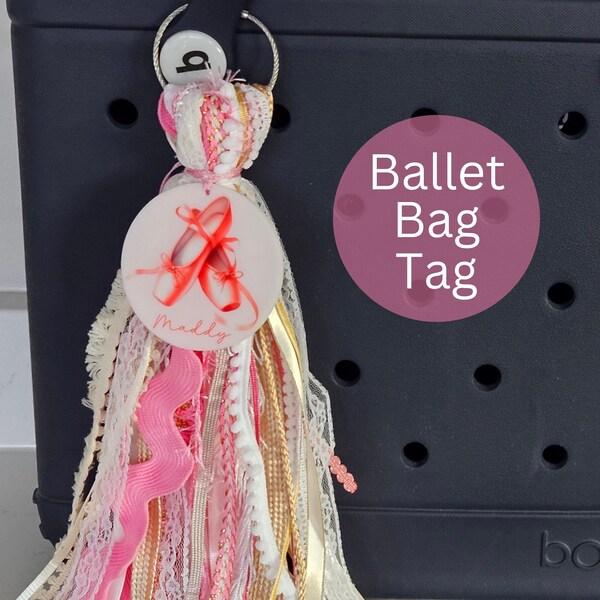 Ballet Dancer Bag Tag, Dance Mom Tassel, Team Ribbon Charm, Ballerina Door Knob Hanger, Dance Coach Gift, Recital Present for Girls