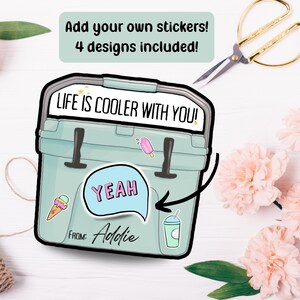 バレンタイン ステッカー ディスプレイ カード、サマー キャンプ プリント、テールゲート パーティーの楽しみ DIY、キャンプ用クーラー、アウトドア バースデー、友情クラス パーティーの記念品