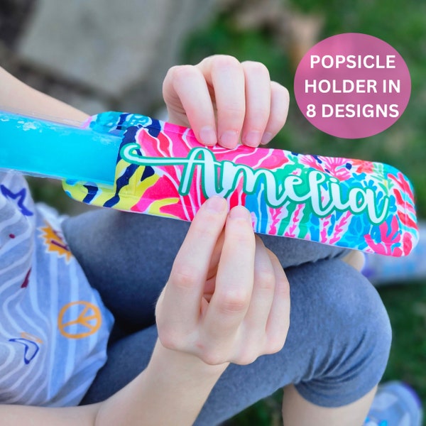 Popsicle Holder, Pool Party Favor, Personalized Popsicle Koozie, Ice Pop Sleeve for Kids, Yogurt Stick Name Tag, Custom Birthday Gift