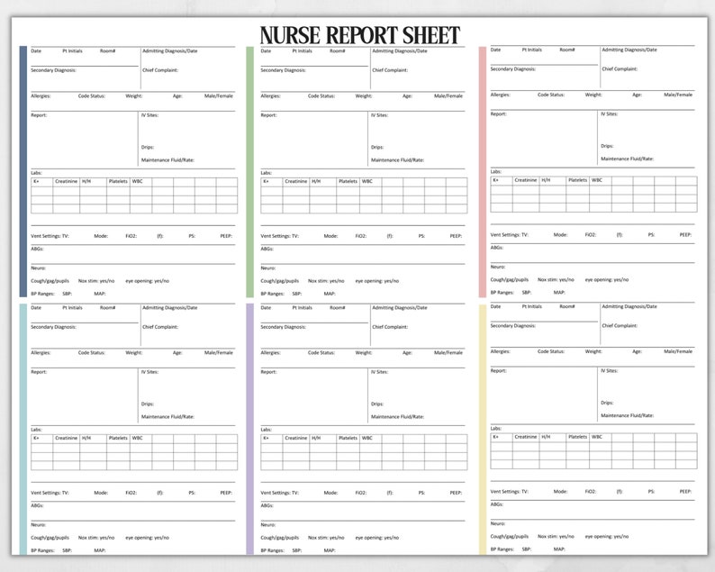 nurse-report-sheet-med-surg-printable-flowsheet-etsy-canada