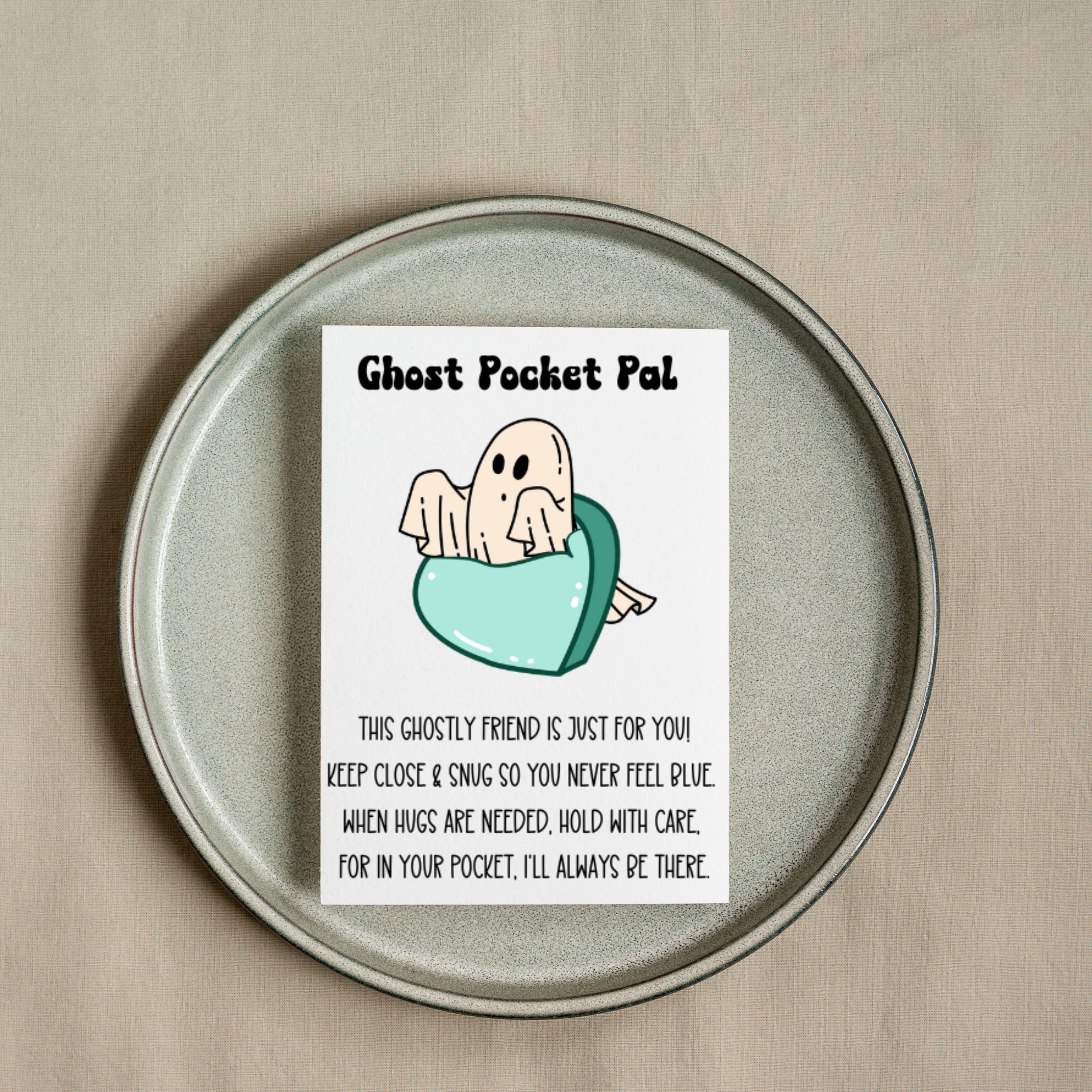 Ghost Pocket Hugs - Carte Fantôme Inspirante Avec Message Réconfortant, Miniature Mignonne Pour Halloween Ou Soutien émotionnel