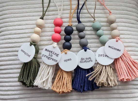 Door Knob Hanger, Acrylic Office Sign, Cottagecore Gift, Welcome to Our Home Tassel, Custom Door Sign, Rustic Home Decor, New Home Present