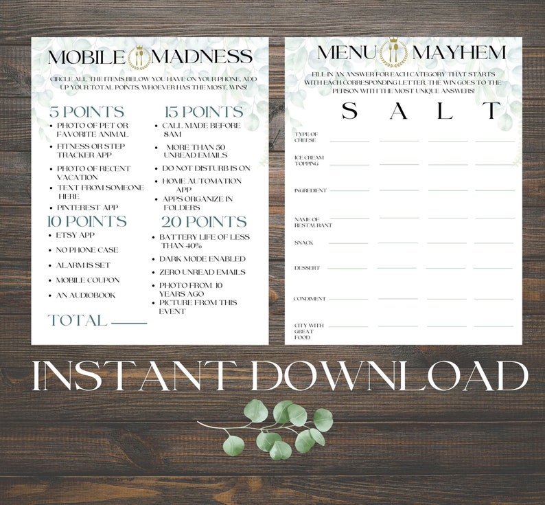 10 Printable Dinner Party Games Dinner Table Party Games for Etsy
