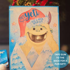 Big Foot kauwgomhouder, yeti-tanden, sasquatch cadeau, vakantiefeest gunst, kauwgom videokaart, vakantiemonster afdrukbaar, kousvuller