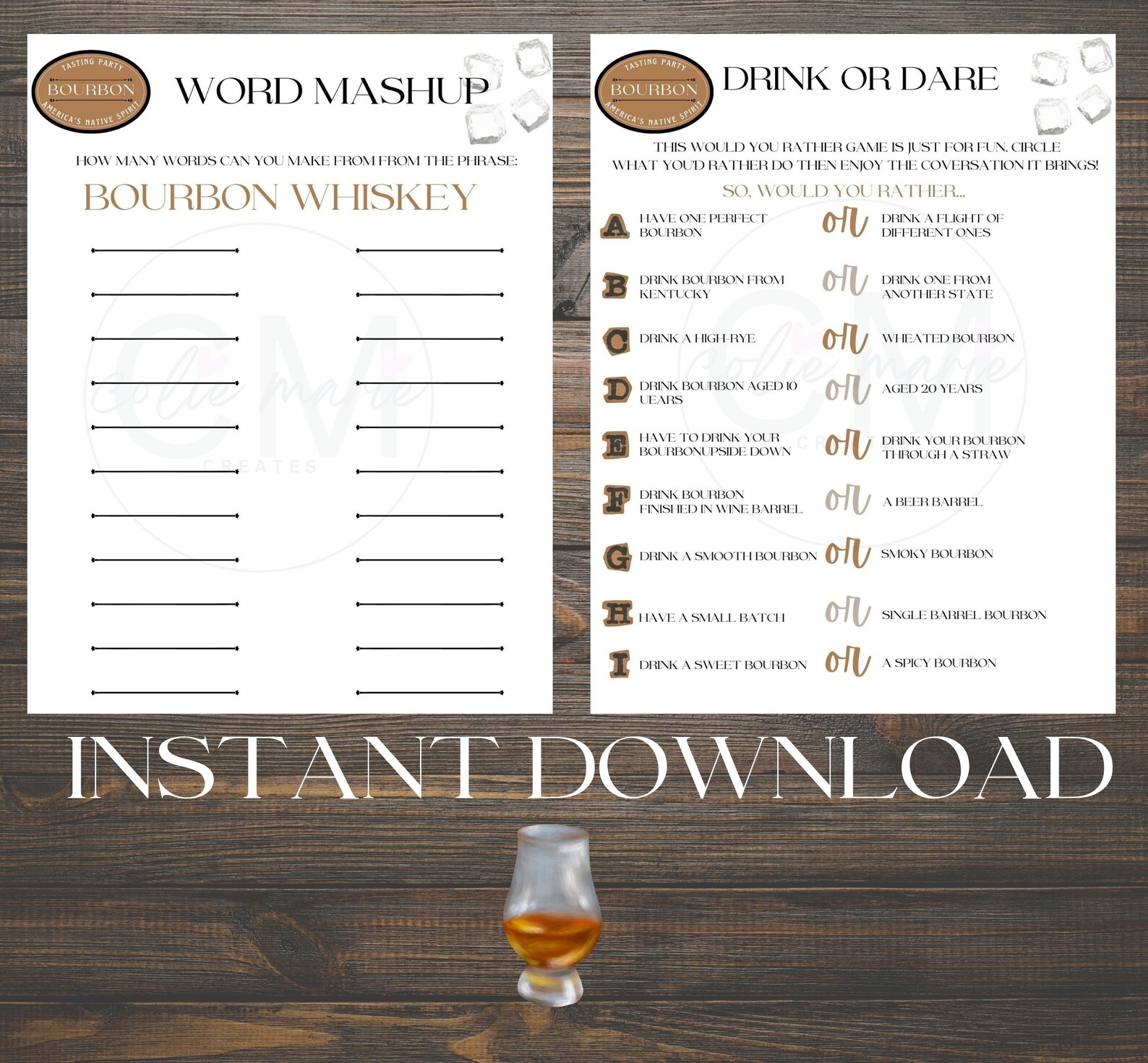 10 Printable Bourbon Tasting Party Games Bourbon Party Games Etsy