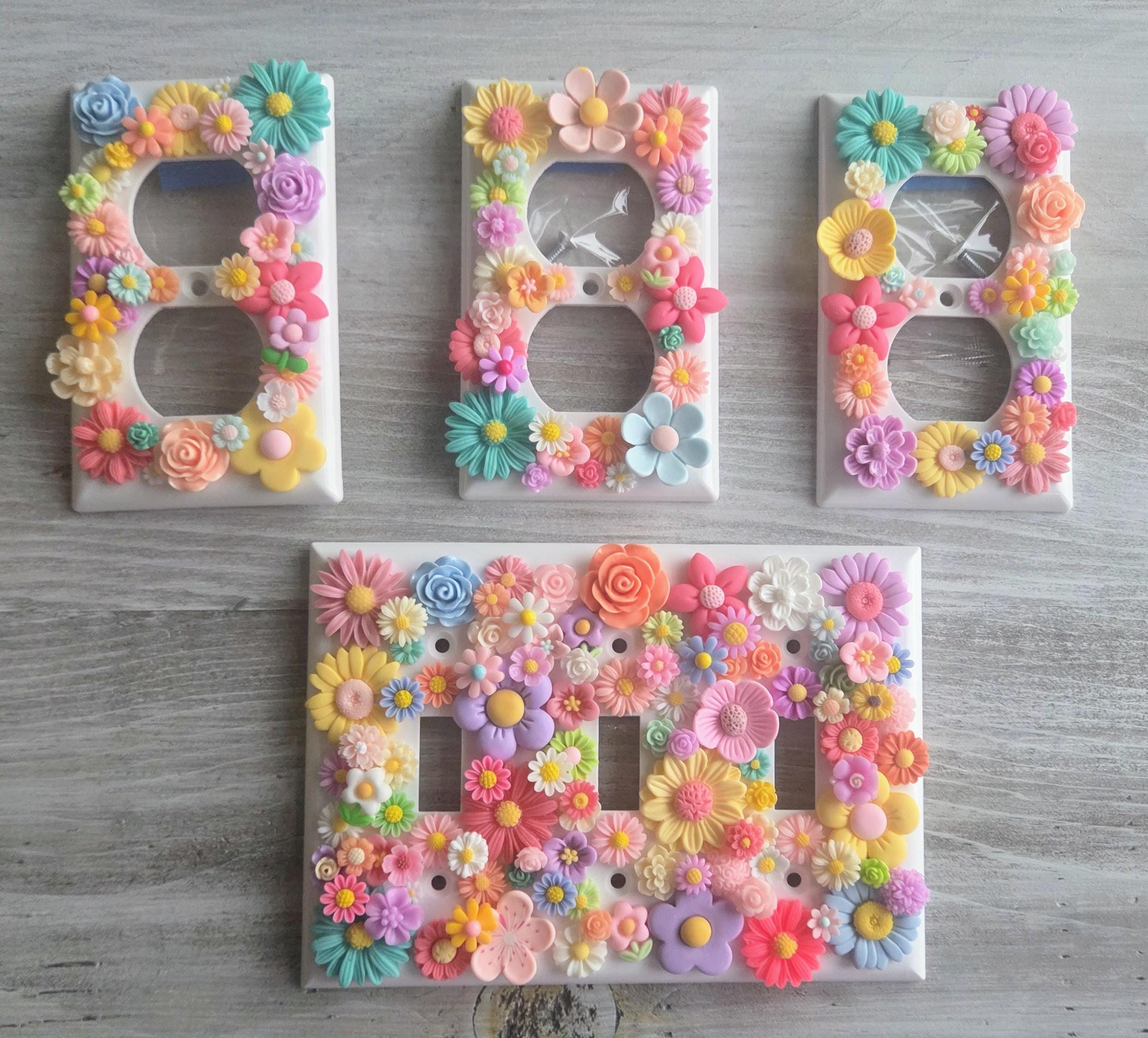 Flower Light Switch Cover, Bedazzled Outlet Cover, Baby Nursery
