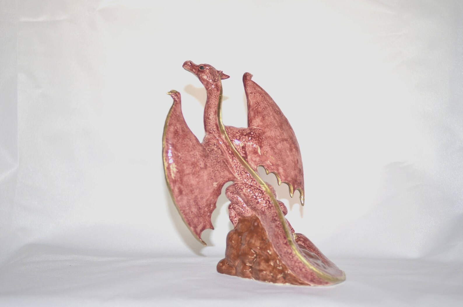 Burgundy and Gold Ceramic Dragon Statue Kimple Dragon Etsy
