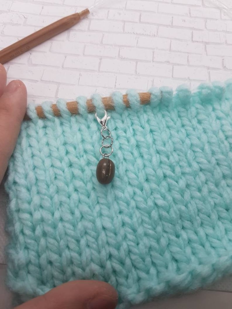 Coffee Bean KeychainStitch MarkerClay Charm