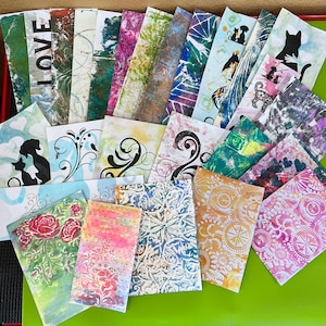 25 Abstrato pintado à mão cartão fazendo colagem lixo diário mídia mista efêmera scrapbook Gelli colagem papéis texturizados vários tamanhos #316
