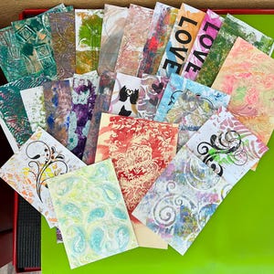 25 Abstrato pintado à mão cartão fazendo colagem lixo diário mídia mista efêmera scrapbook Gelli colagem papéis texturizados vários tamanhos #323