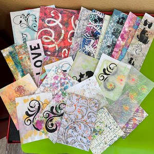 25 Abstrato pintado à mão cartão fazendo colagem lixo diário mídia mista efêmera scrapbook Gelli colagem papéis texturizados vários tamanhos #313