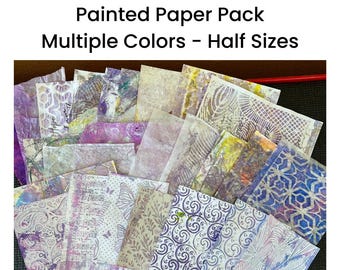 50 Piece pick your color mystery pack hand painted papers. Gelli prints mixed abstract paper card making junk journal, scrapbooking  #377-M