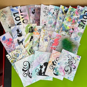 25 Abstract hand painted card making collage junk journal mixed media ephemera scrapbook Gelli collage textured papers various sizes #327