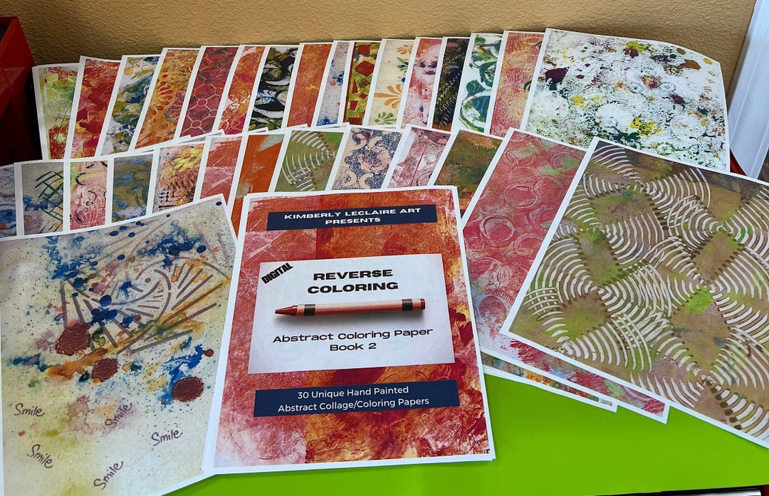 Reverse Coloring Book 2: Abstract Hand-painted Designs (PDF 30 Page ...
