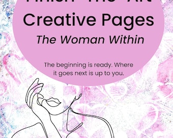 Creative Drawing Pages for Adults, Finish the Art Printable, Women Silhouettes
