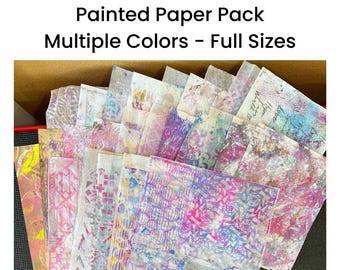 25 Piece Full size pick your color mystery hand painted papers. Gelli prints abstract paper card making junk journal, scrapbooking.  #378-M