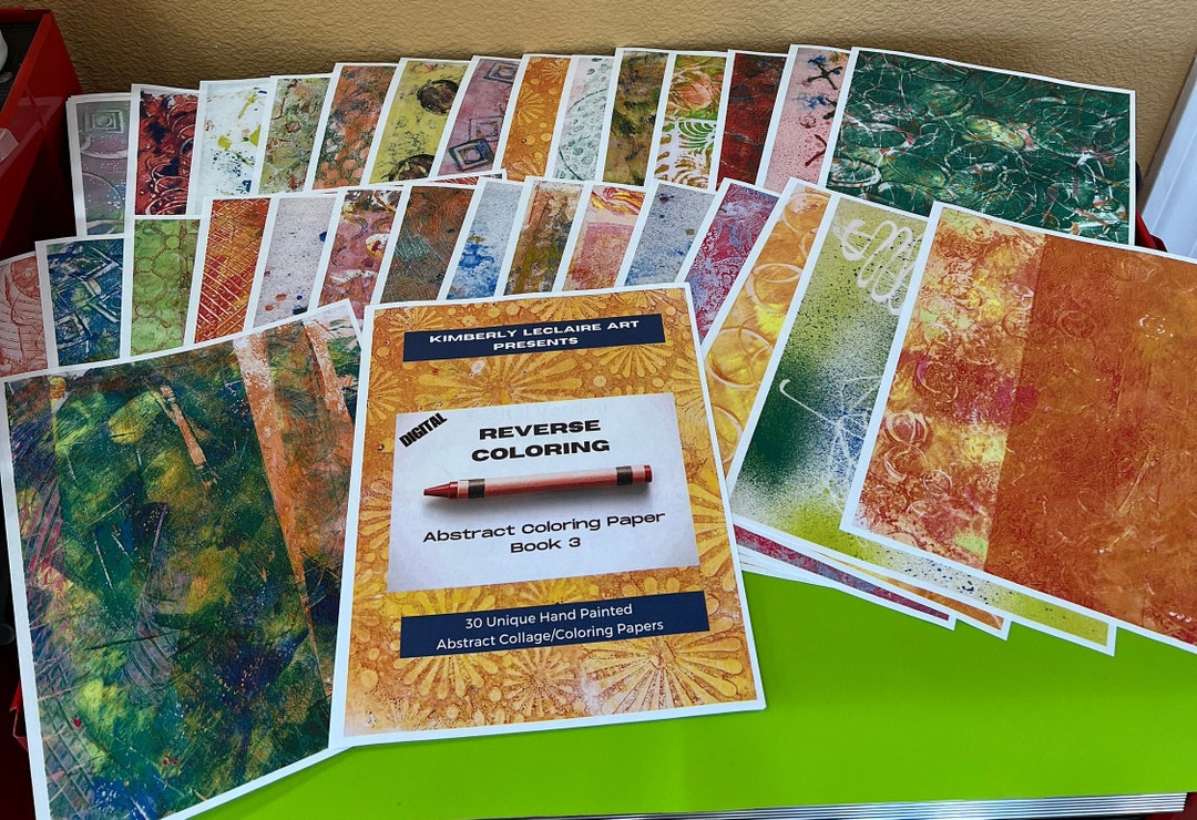 Reverse Coloring Book: Abstract Hand Painted Designs #3 30 Pages (PDF ...