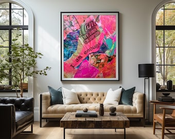 Custom Mixed Media Collage Painting: Inspirational Abstract Art