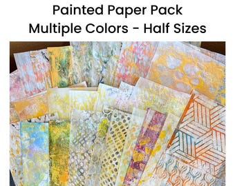 Pick your color 25 Piece abstract hand painted card making collage junk journal mixed media scrapbook Gelli collage mystery various pack-379