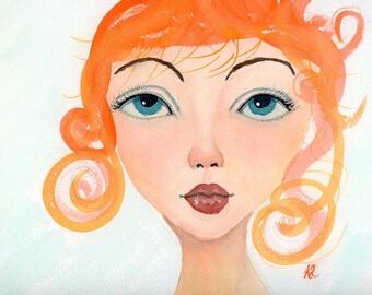 Tangerine Daydream | Original Portrait Painting | Orange Hair  Watercolor  12x9