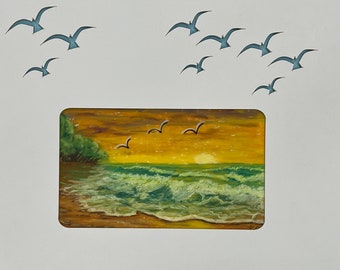 10x8 Ethereal Sundown Soar original pastel one of a kind hand painted Not a Print unique birds landscape painting wall art with a custom mat
