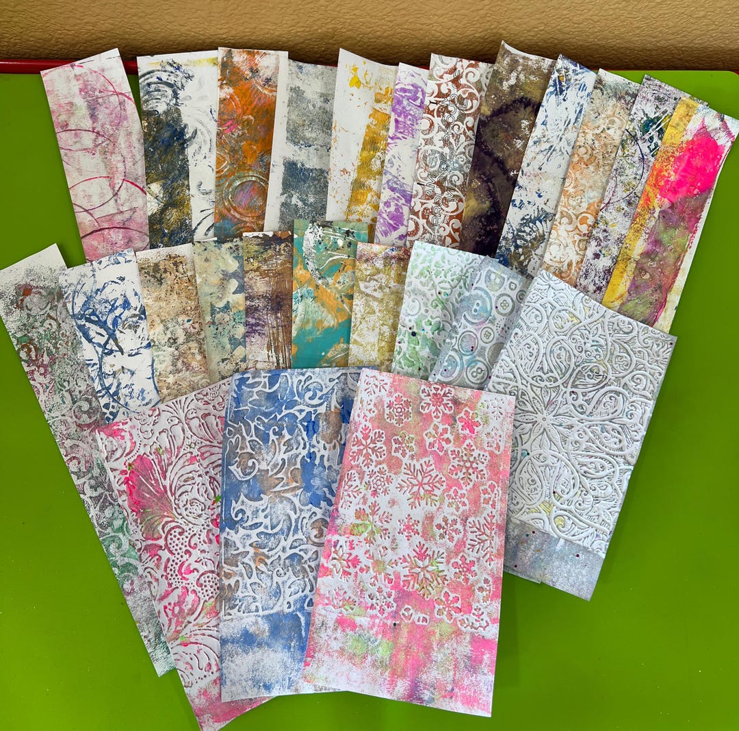 25 Abstract Hand Painted Card Making Collage Junk Journal Mixed Media ...