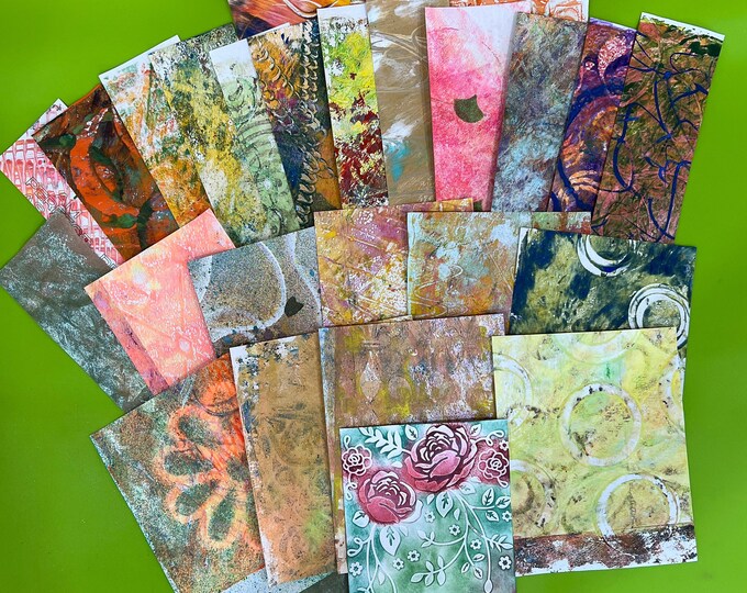 25 Abstract Hand Painted Card Making Collage Junk Journal Mixed Media ...