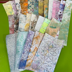 25 Abstrato pintado à mão cartão fazendo colagem lixo diário mídia mista efêmera scrapbook Gelli colagem papéis texturizados vários tamanhos #357