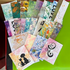 25 Abstract hand painted card making collage junk journal mixed media ephemera scrapbook Gelli collage  textured papers various sizes #324
