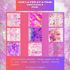 Digital Pink 2 papel abstrato baixar 10 designs colagem lixo diário folhas de rasgo pintado à mão original colorido scrapbooking cartão fazendo
