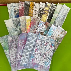 25 Abstract hand painted card making collage junk journal mixed media ephemera scrapbook Gelli collage textured papers various sizes #371