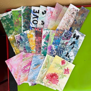 25 Abstrato pintado à mão cartão fazendo colagem lixo diário mídia mista efêmera scrapbook Gelli colagem papéis texturizados vários tamanhos #325
