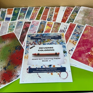 30 diseños impresos con láser a color de 8,5 x 11 pulgadas Libro para colorear inverso 4 collage de papel diario basura pintado a mano álbum de recortes original fabricación de tarjetas
