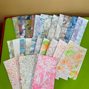 25 Abstrato pintado à mão cartão fazendo colagem lixo diário mídia mista efêmera scrapbook Gelli colagem papéis texturizados vários tamanhos #333
