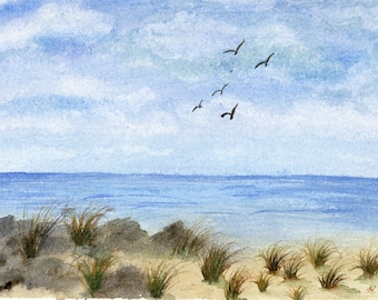Beach Rocks Watercolor Painting: 9x12 Original Ocean Seascape Art