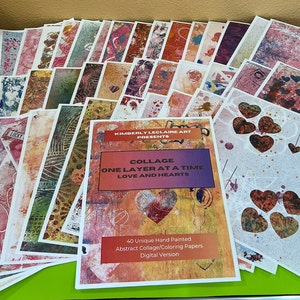 40 8,5 x 11" kleurenlasergedrukte ontwerpen collagepapier Love and Hearts abstracte ongewenste dagboek handgeschilderde originele scrapbooking kaarten maken
