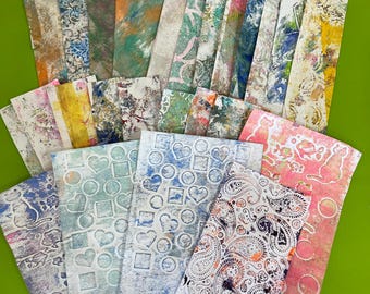 25 Abstract hand painted card making collage junk journal mixed media ephemera scrapbook Gelli collage textured papers various sizes #364