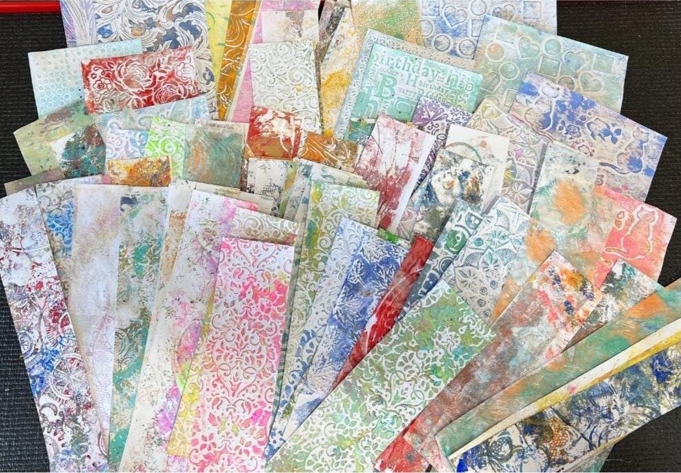 Hand Painted 100 Paper Collage Pack: Mixed Media Junk Journal Supplies ...