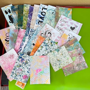 25 abstracte handgeschilderde kaarten maken collage junk dagboek gemengde media ephemera plakboek Gelli collage getextureerde papieren verschillende maten #320