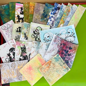 25 Abstrato pintado à mão cartão fazendo colagem lixo diário mídia mista efêmera scrapbook Gelli colagem papéis texturizados vários tamanhos #318