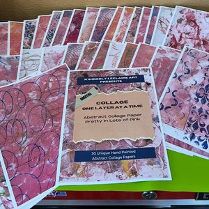 30 diseños impresos con láser a color de 8,5 x 11", libro 3, collage abstracto, papel, diario basura, pintado a mano, original, para hacer álbumes de recortes, tarjetas, efímeras