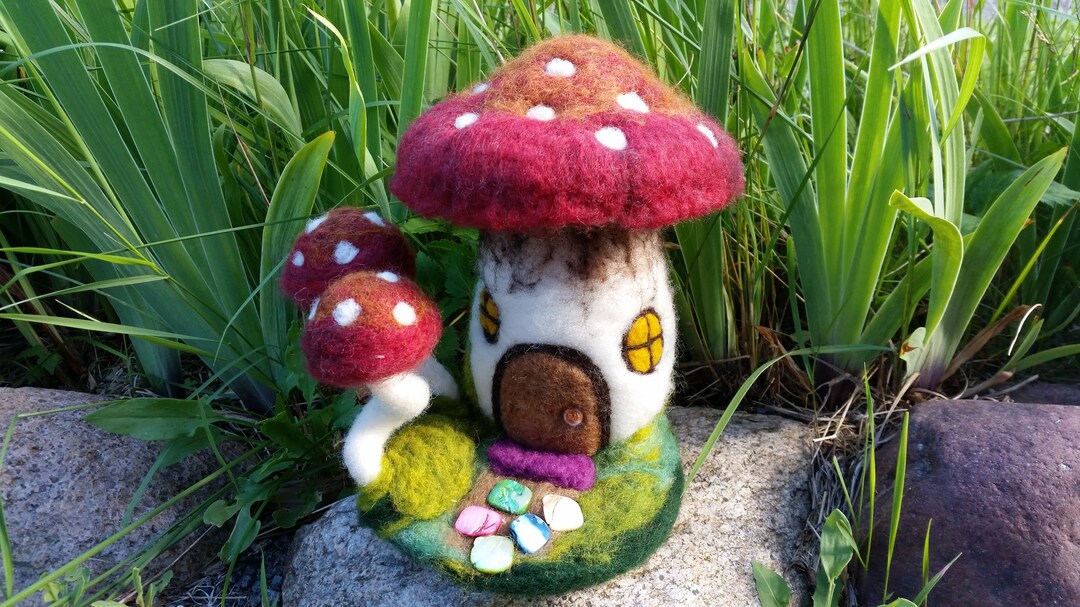 Mushroom House Needle Felting Kit DIY Etsy