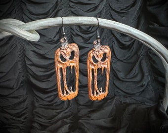 Pumpkin Earrings / Halloween monster pumpkin jack-o-lantern horror punk goth black orange jewelry gothic TAACO