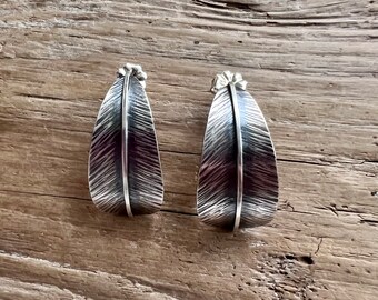 Made to order: Half hoop feather earrings