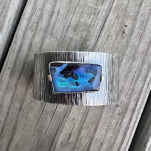 Boulder Opal textured cuff bracelet