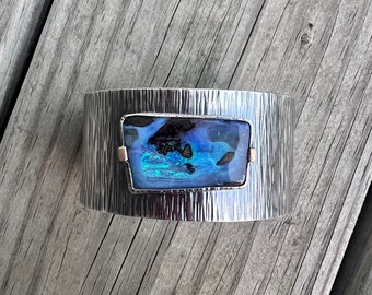 Boulder Opal textured cuff bracelet