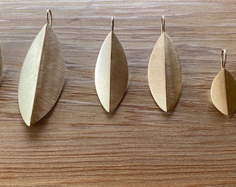 Made to order: Contemporary Leaf Earrings, silver, oxidized silver and 14K gold plated sterling.