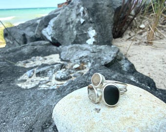 Beach stone stacker ring set